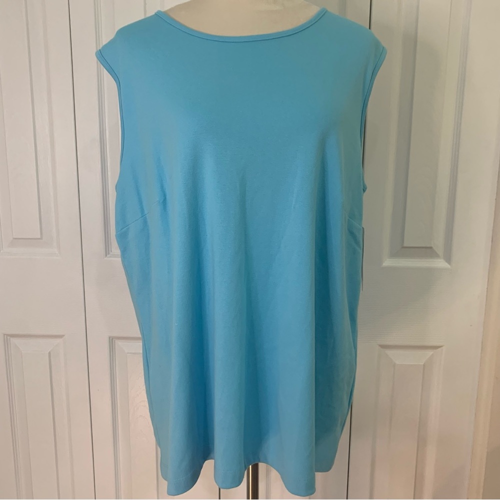 NWT Southern Lady Sz1X aqua blue sleeveless TShirt